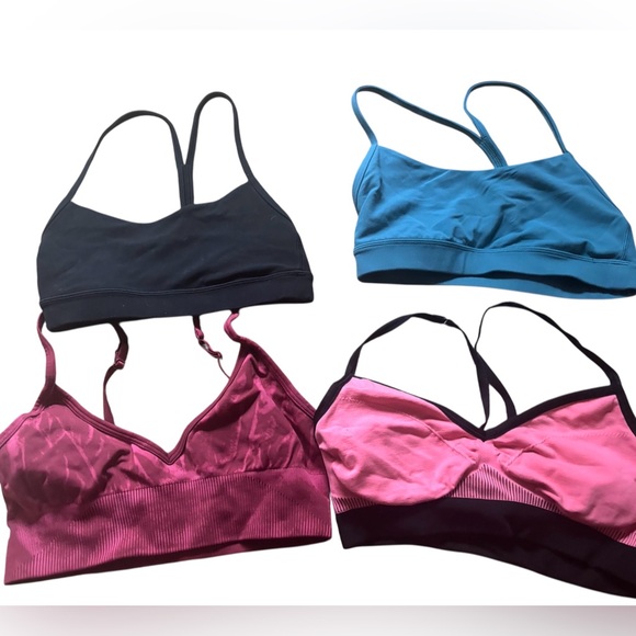 LULULEMON LOT OF 4 BRAS size 2 & 4
Black pink blue camo red  EUC Gym Cheer Fun - Picture 1 of 2
